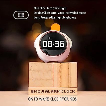 Emoji Alarm Clock Night Light Lamp Dual Alarm Setting, Adjustable Brightness Digital Clock