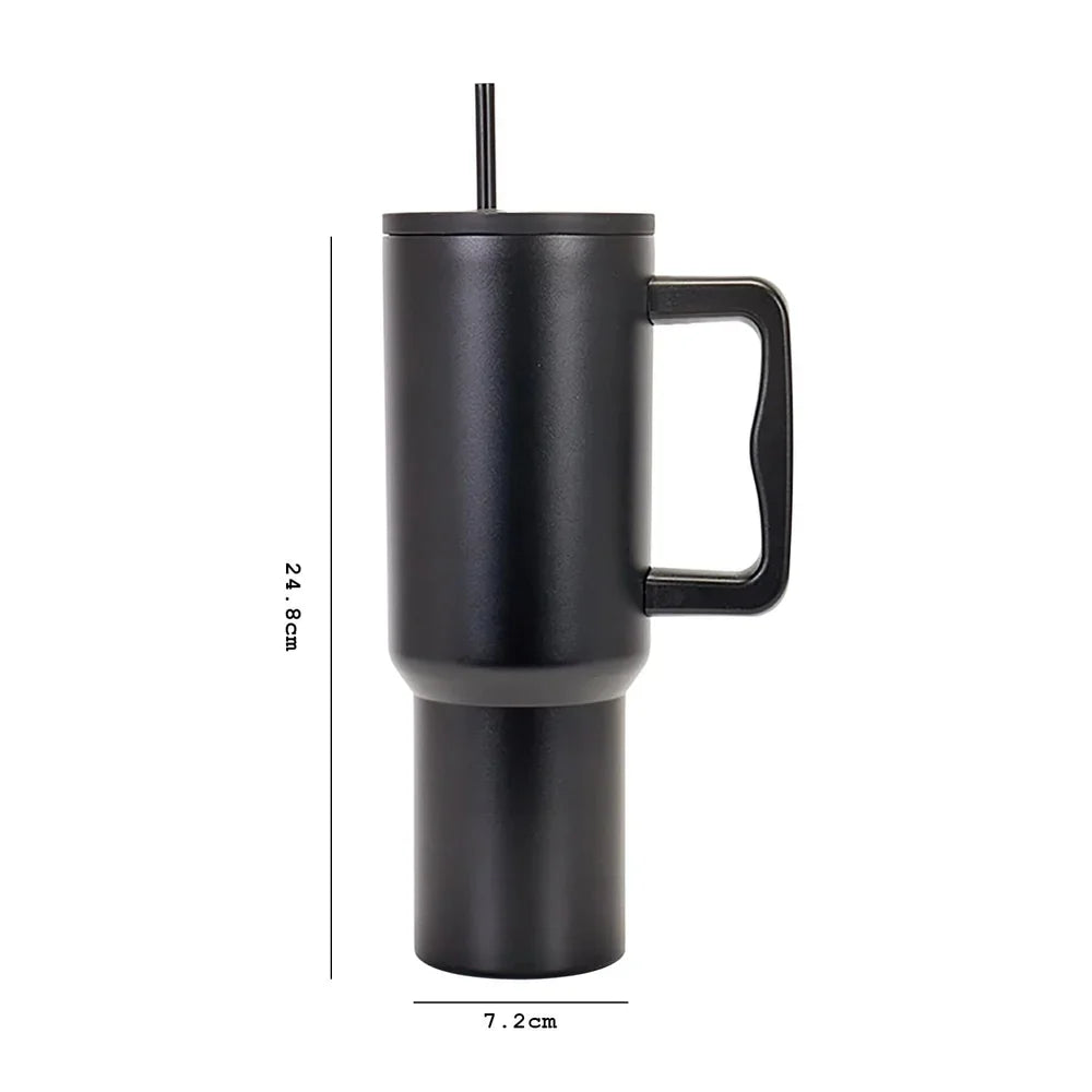 Stainless Steel Tumbler – Matte Finish |Sipper | Leak-Proof | With 2 Straw & Brush 1.2L