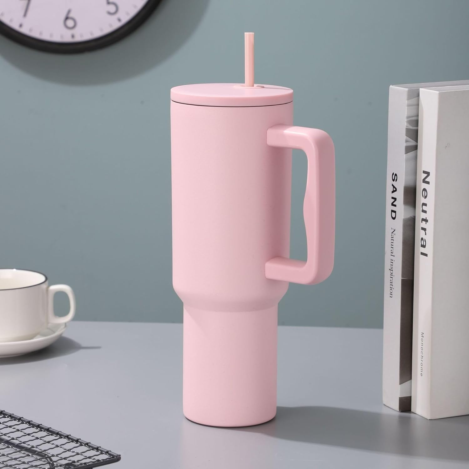 Stainless Steel Tumbler – Matte Finish |Sipper | Leak-Proof | With 2 Straw & Brush 1.2L