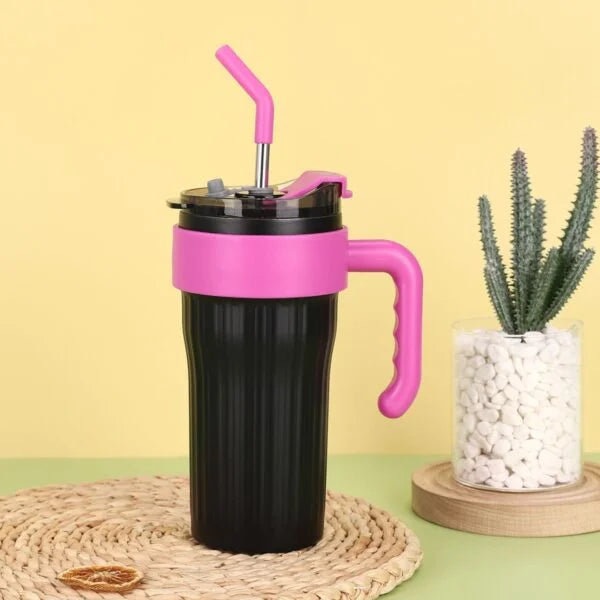 Personalized Stainless Steel Insulated Tumbler with Handle & Straw ( pack of 1 )