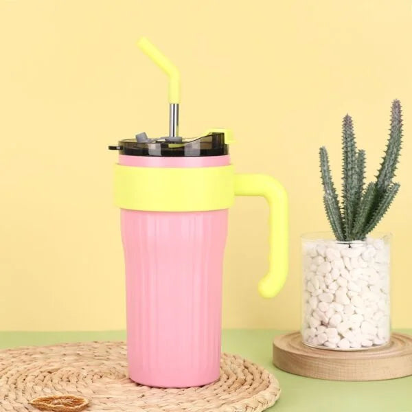 Personalized Stainless Steel Insulated Tumbler with Handle & Straw ( pack of 1 )