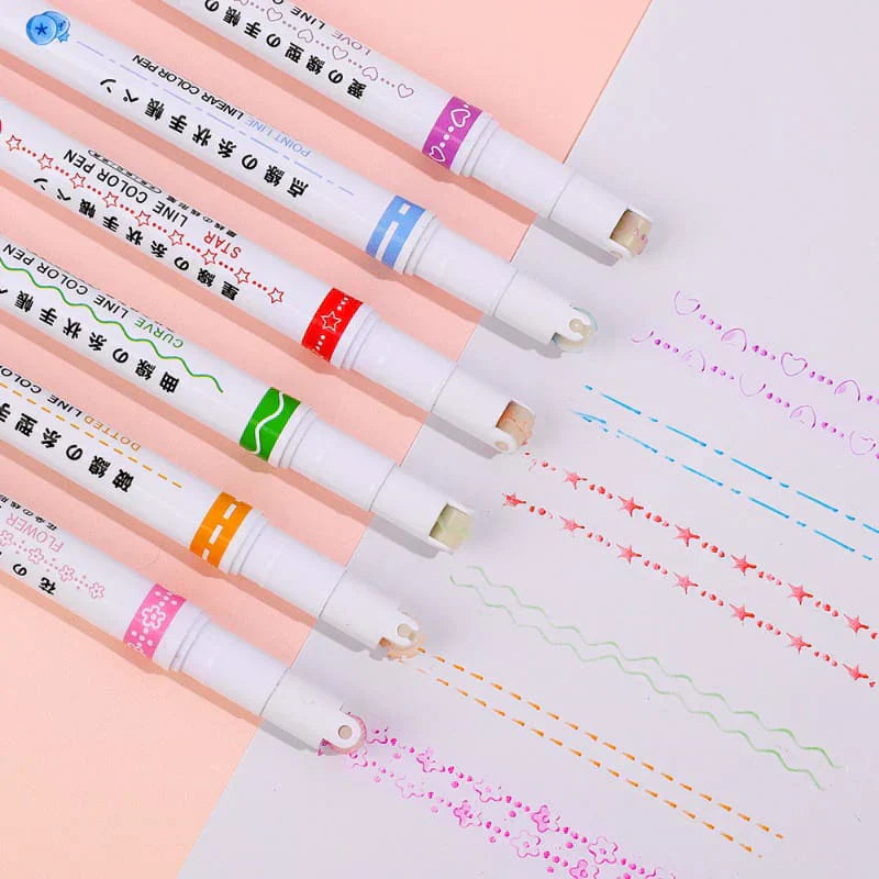 Pattern Roller Color Pen Set Of 6