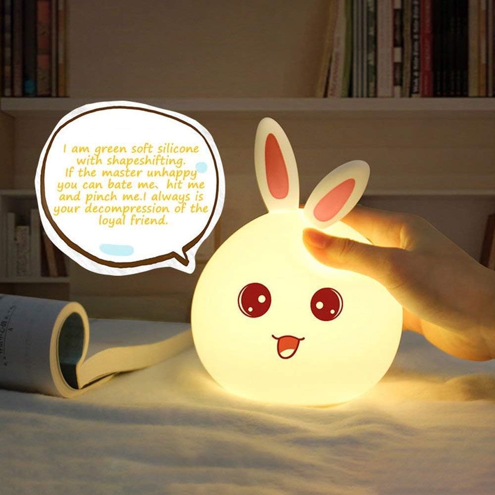 Silicone Cute Little Rabbit LED Table Lamp, Birthday Gift For Girls/Boys, Colour Changing With Usb Rechargeeable Night Light (Rabbit Lamp),