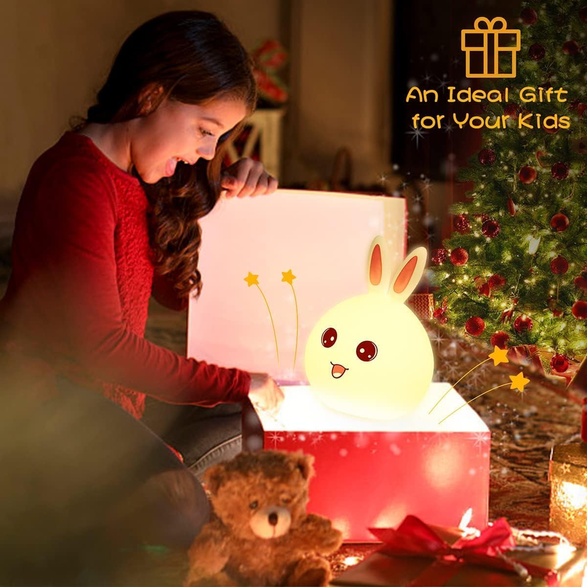 Silicone Cute Little Rabbit LED Table Lamp, Birthday Gift For Girls/Boys, Colour Changing With Usb Rechargeeable Night Light (Rabbit Lamp),